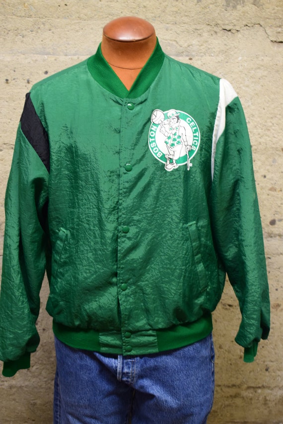 Boston Celtics Starter Jacket XL Rare 80s White Satin Vintage 