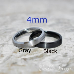 Tungsten Ring, Tungsten Wedding Band, Black Ring, Men&#39;s Ring, Black Band, Silver Ring, Black Tungsten, Silver Band, 4mm Band, 4mm Ring, Ring