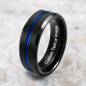 Tungsten Ring, Men&#39;s Tungsten Wedding Band, Men&#39;s Black Wedding Band, Black Tungsten Ring, Tungsten, Tungsten Band, Personalized Engraving