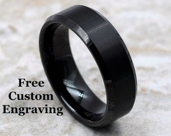 Tungsten Ring, Men's Tungsten Wedding Band, Men's Black Wedding Band, Black Tungsten Ring, Tungsten, Tungsten Band, Personalized Ring