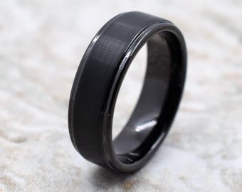 Tungsten Ring, Men's Tungsten Wedding Band, Men's Black Wedding Band, Black Tungsten Ring, Tungsten, Tungsten Band, Personalized Engraving