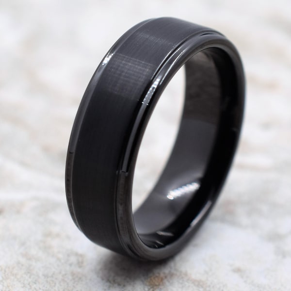 Tungsten Ring, Men's Tungsten Wedding Band, Men's Black Wedding Band, Black Tungsten Ring, Tungsten, Tungsten Band, Personalized Engraving