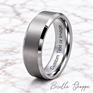 Alliance en tungstène pour homme, Bague en tungstène pour homme, Bague en tungstène, Tungstène, Gravure personnalisée, Bague pour homme