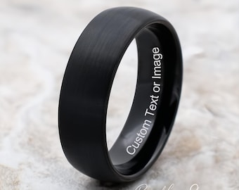 Wolfraamring, wolfraam trouwring heren, zwarte trouwring heren, zwarte wolfraamring, wolfraam, wolfraamband, gepersonaliseerde ring