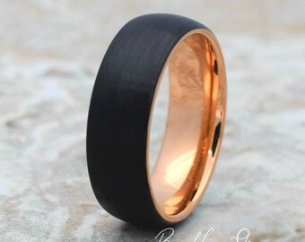 Tungsten Ring, Men's Tungsten Wedding Band, Men's Wedding Band, Black Tungsten Ring, Rose Gold Tungsten Ring, Rose Gold Tungsten Band, Ring