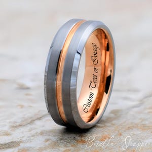 Tungsten Ring, Tungsten Men's Wedding Band, Tungsten Wedding Ring, Rose Gold Men's Ring, Rose Gold Tungsten Ring, Rose Gold Tungsten Band