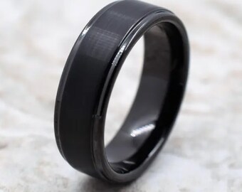 Tungsten Ring, Men's Tungsten Wedding Band, Men's Black Wedding Band, Black Tungsten Ring, Tungsten, Tungsten Band, Personalized Engraving