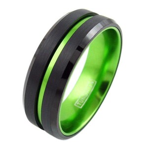 Green Tungsten Wedding Band Tungsten Ring Green Tungsten - Etsy