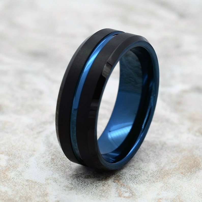 Tungsten Wedding Band Men's Black Wedding Band Black image 1