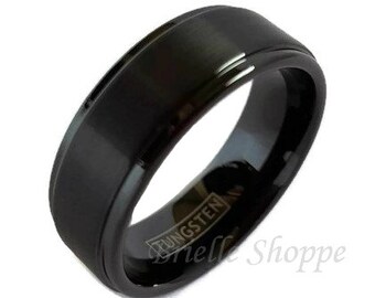 Tungsten Ring, Men's Tungsten Wedding Band, Men's Black Wedding Band, Black Tungsten Ring, Tungsten, Tungsten Band, Personalized Engraving