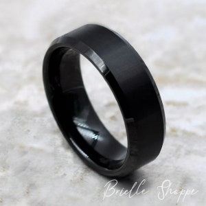 Tungsten Ring, Men's Tungsten Wedding Band, Men's Black Wedding Band, Black Tungsten Ring, Tungsten, Tungsten Band, Personalized Ring image 1