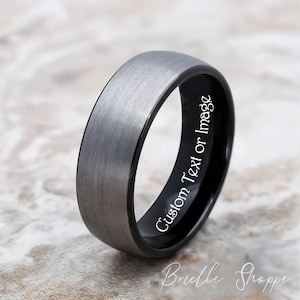 Tungsten Ring, Men&#39;s Tungsten Wedding Band, Men&#39;s Tungsten Ring, Black Tungsten Ring, Tungsten, Tungsten Band, Personalized Engraving