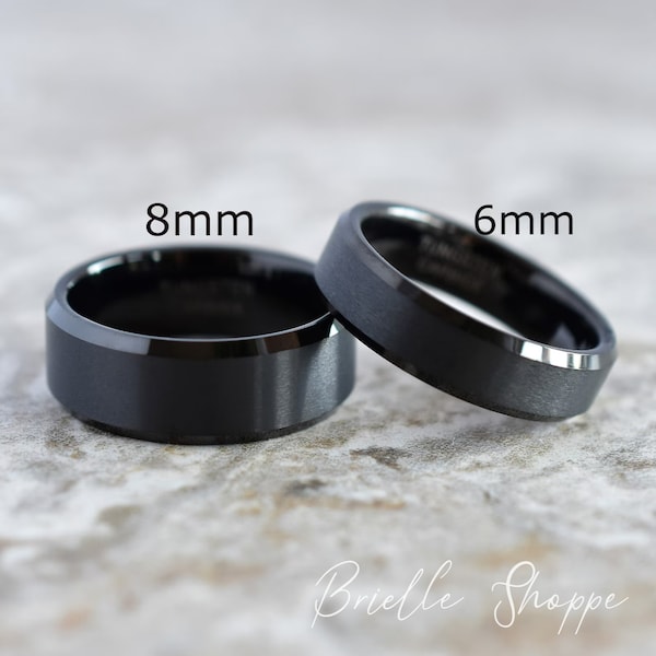 Tungsten Ring, Men's Ring, Black Ring, Men's Tungsten Wedding Band, Men's Black Wedding Band, Personalized Ring