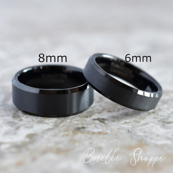 Tungsten Ring, Men's Tungsten Wedding Band, Men's Black Wedding Band, Black Tungsten Ring, Tungsten, Tungsten Band, Personalized Ring