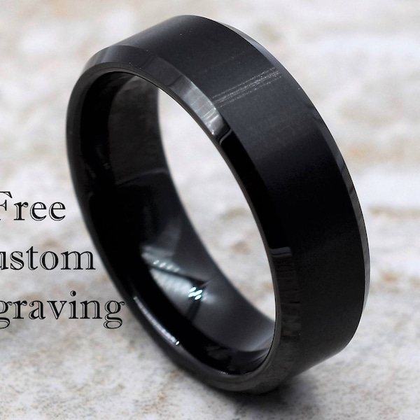 Tungsten Ring, Men's Tungsten Wedding Band, Men's Black Wedding Band, Black Tungsten Ring, Tungsten, Tungsten Band, Personalized Ring