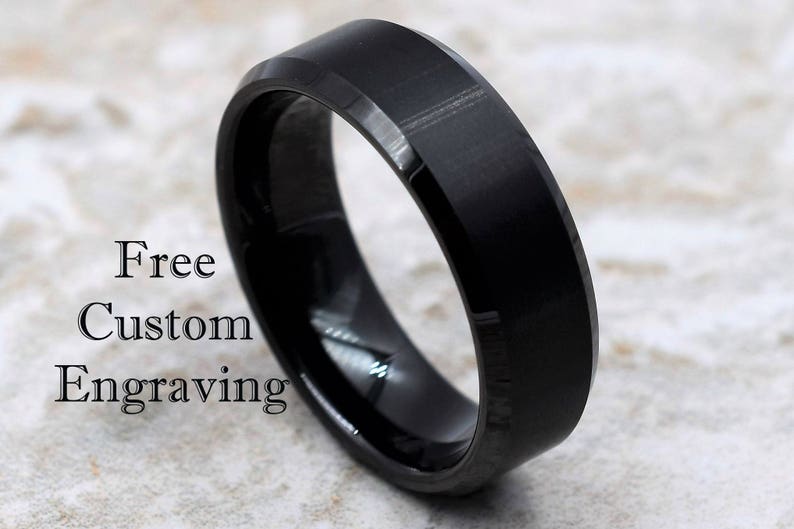 Tungsten Ring, Men's Tungsten Wedding Band, Men's Black Wedding Band, Black Tungsten Ring, Tungsten, Tungsten Band, Personalized Ring 