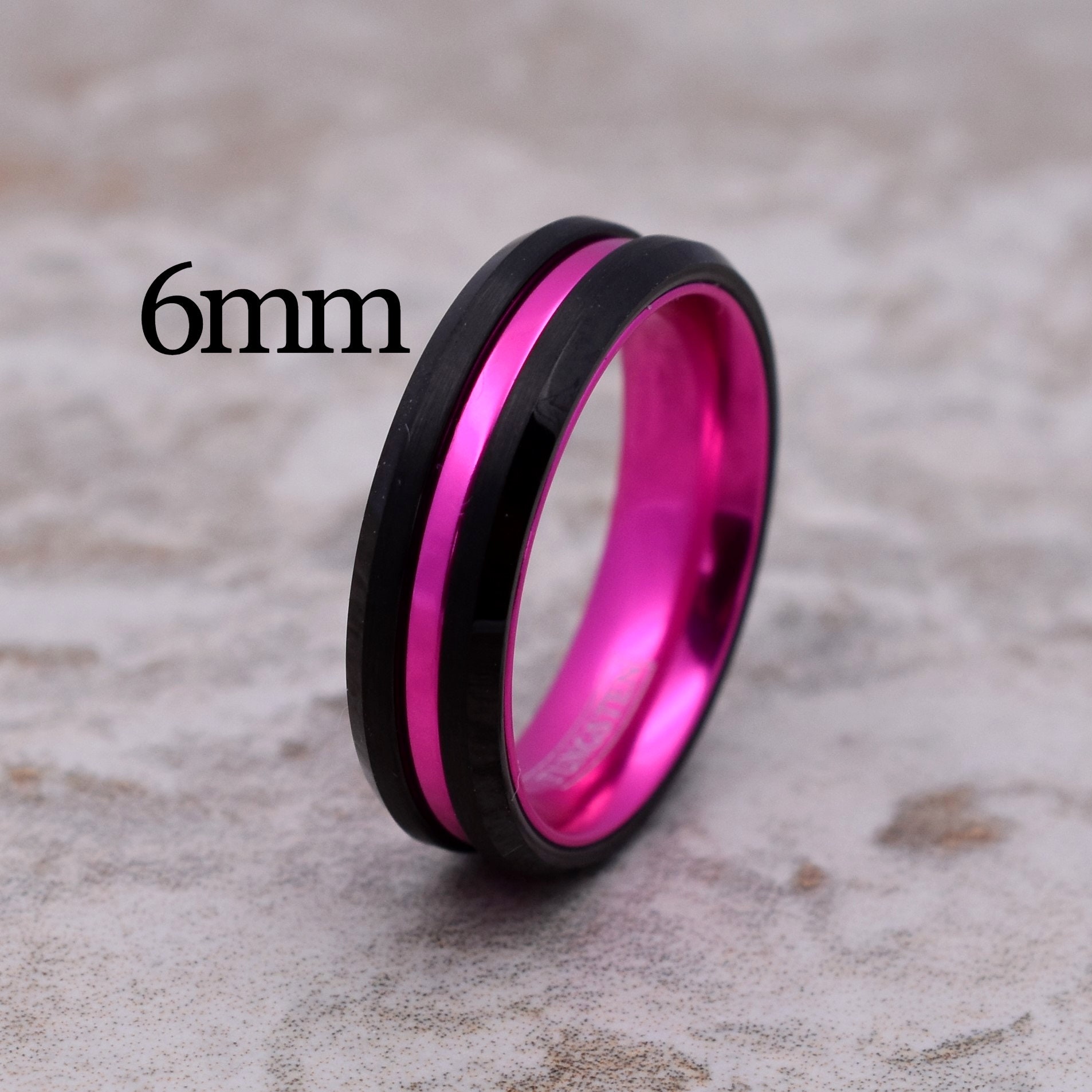 Tungsten Wedding Band Black Tungsten Band Pink Tungsten Etsy