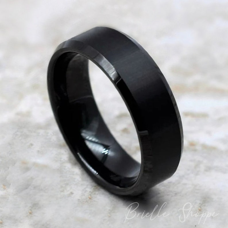 Tungsten Ring, Men's Tungsten Wedding Band, Men's Black Wedding Band, Black Tungsten Ring, Tungsten, Tungsten Band, Personalized Ring image 1