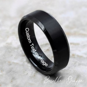 Tungsten Ring, Men&#39;s Tungsten Wedding Band, Men&#39;s Black Wedding Band, Black Tungsten Ring, Tungsten, Tungsten Band, Personalized Ring
