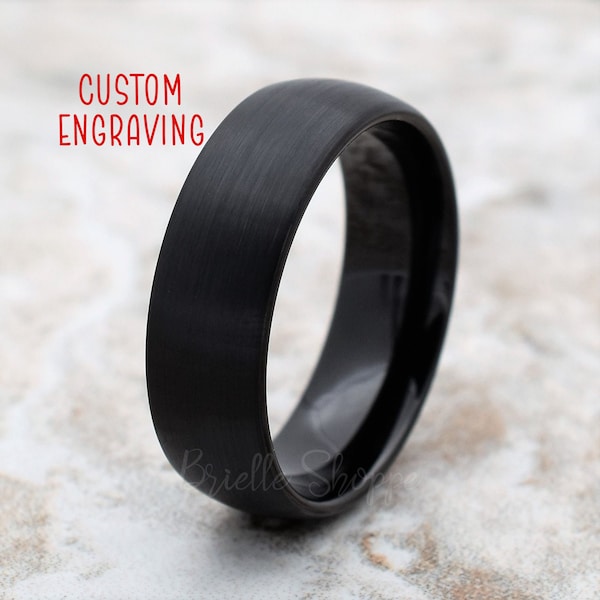 Tungsten Ring, Men's Tungsten Wedding Band, Men's Black Wedding Band, Black Tungsten Ring, Tungsten, Tungsten Band, Personalized Ring