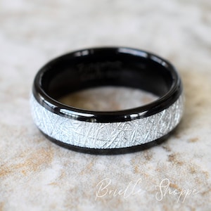 meteorite ring, mens meteorite tungsten ring, black ring, black tungsten ring, tungsten wedding ring, black meteorite ring, meteorite ring