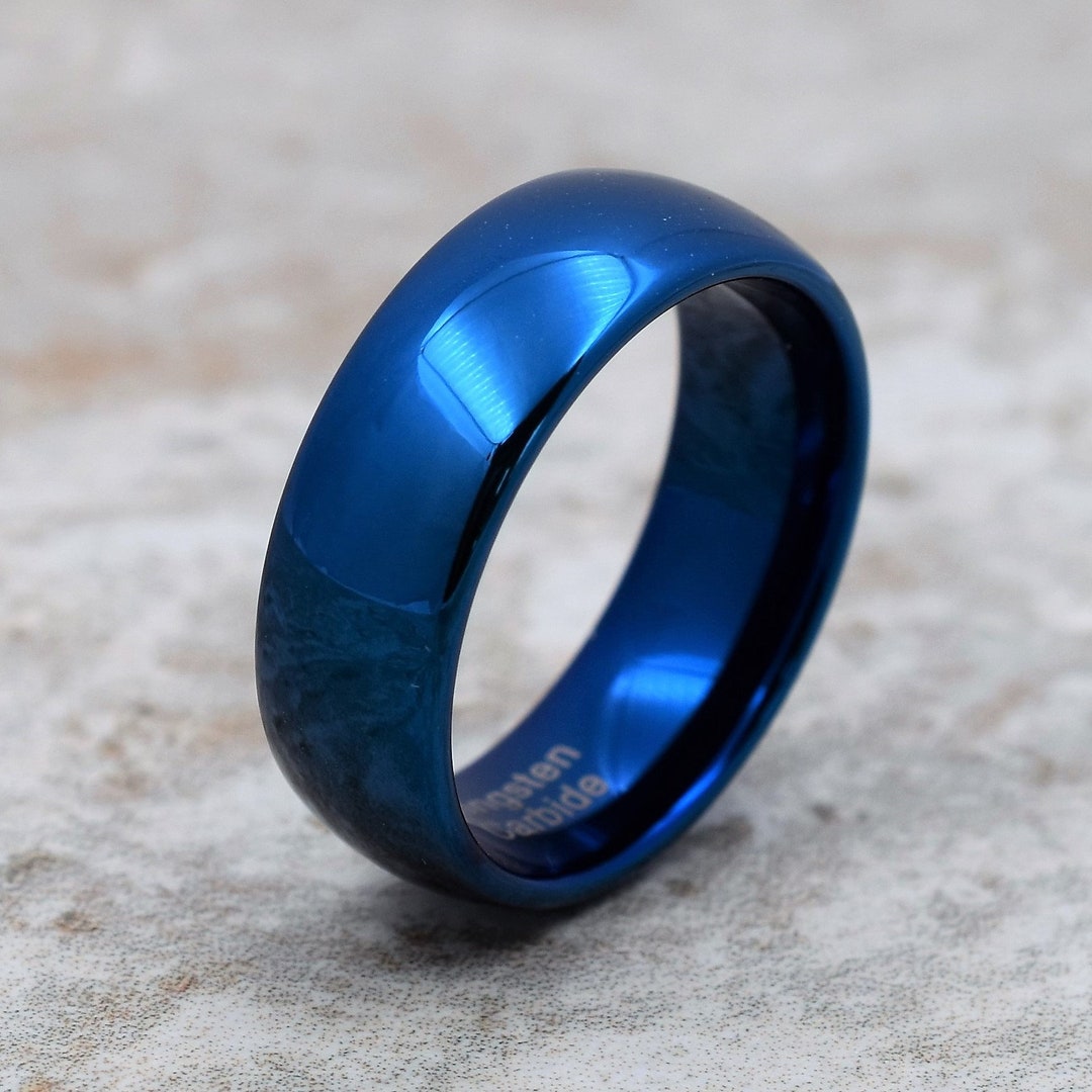 Blue Tungsten Ring Blue Ring Men's Ring Men's Band - Etsy