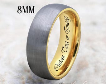 Alianza de boda de tungsteno, Alianza de boda de tungsteno para hombre, Anillo de tungsteno para hombre, Anillo de tungsteno de oro amarillo, Anillo de tungsteno, Anillo de tungsteno