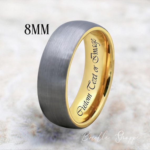 Tungsten Wedding Band, Men's Tungsten Wedding Band, Men's Tungsten Ring, Yellow Gold Tungsten Ring, Tungsten Band, Tungsten Ring