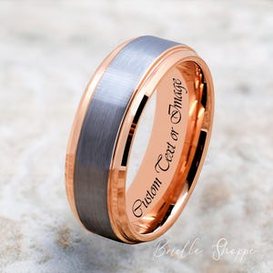 Tungsten Wedding Band, Men&#39;s Tungsten Wedding Band, Men&#39;s Tungsten Ring, Rose Gold Tungsten Ring, Tungsten Band, Personalized Engraving