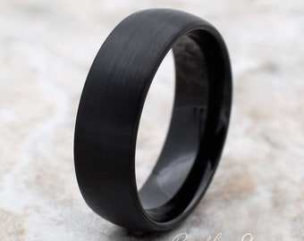 Anillo de tungsteno, banda de boda de tungsteno para hombre, banda de boda negra para hombre, anillo de tungsteno negro, tungsteno, banda de tungsteno, anillo personalizado