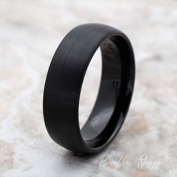 Anillo de tungsteno, banda de boda de tungsteno para hombre, banda de boda negra para hombre, anillo de tungsteno negro, tungsteno, banda de tungsteno, anillo personalizado