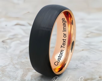 Wolfraamring, wolfraamtrouwring heren, trouwring heren, zwarte wolfraamring, roségouden wolfraamring, roségouden wolfraamband, ring