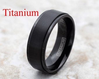 Titanium Ring, Black Titanium Ring, Titanium Band, Men's Titanium Band, Men's Titanium Ring, Men's Black Ring, Black Ring, Men's Ring,