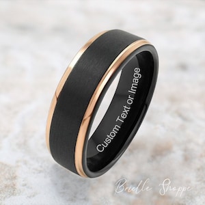 Tungsten Ring, Men's Tungsten Wedding Band, Black Tungsten Ring, Rose Gold Tungsten Ring, Tungsten Band, Personalized Ring