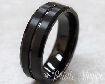 Tungsten Ring, Men's Tungsten Wedding Band, Men's Black Wedding Band, Black Tungsten Ring, Tungsten, Tungsten Band, Personalized Engraving