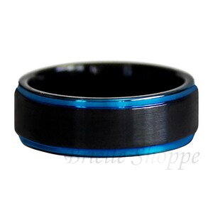 Tungsten Ring, Men's Tungsten Wedding Band, Black Tungsten Ring, Black Ring, Blue Tungsten Ring, Tungsten Band, Personalized Ring image 10