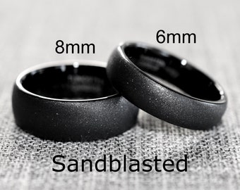 Tungsten Ring, Men's Tungsten Wedding Band, Black Men's Ring, Black Sandblasted Ring, Sandblasted Tungsten, Wedding Ring, Men's Ring, Ring