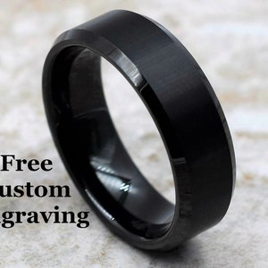 Tungsten Ring, Men's Tungsten Wedding Band, Men's Black Wedding Band, Black Tungsten Ring, Tungsten, Tungsten Band, Personalized Ring image 1