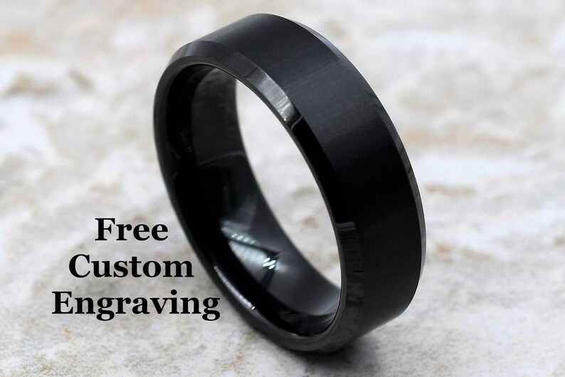 Tungsten Ring, Men's Tungsten Wedding Band, Men's Black Wedding Band, Black Tungsten Ring, Tungsten, Tungsten Band, Personalized Ring image 1