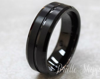 Tungsten Ring, Men's Tungsten Wedding Band, Men's Black Wedding Band, Black Tungsten Ring, Tungsten, Tungsten Band, Personalized Engraving