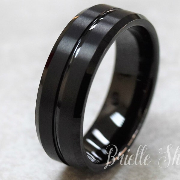 Tungsten Ring, Men's Tungsten Wedding Band, Men's Black Wedding Band, Black Tungsten Ring, Tungsten, Tungsten Band, Personalized Engraving