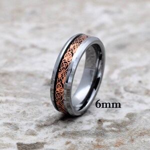 Tungsten Ring, Rose Gold Tungsten Ring, Celtic Ring, Tungsten Wedding Band, Celtic Tungsten Ring, Tungsten Celtic Band, Rose Men's Ring image 5