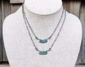 Vintage 1940s Zuni sterling silver and needlepoint turquoise necklaces