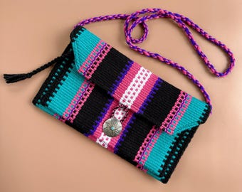 Vintage Fred Harvey Era Handmade Genuine Blue Chimayo Clutch Purse