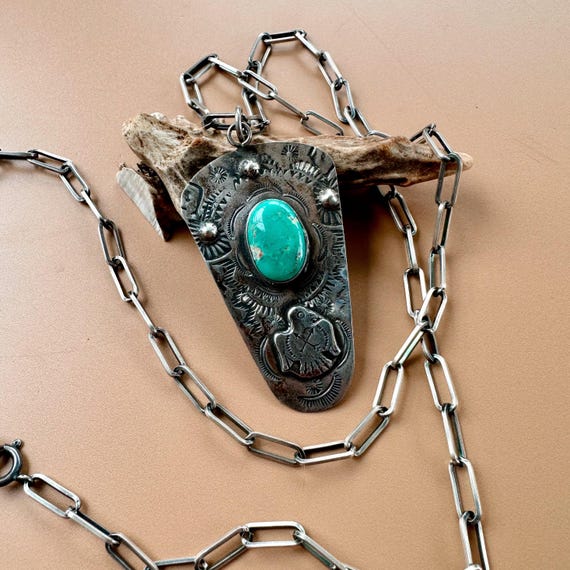Striking Huge Thunderbird Sterling Silver Royston Turquoise Ring Striking Huge Thunderbird Sterling Silver Royston Turquoise Ring