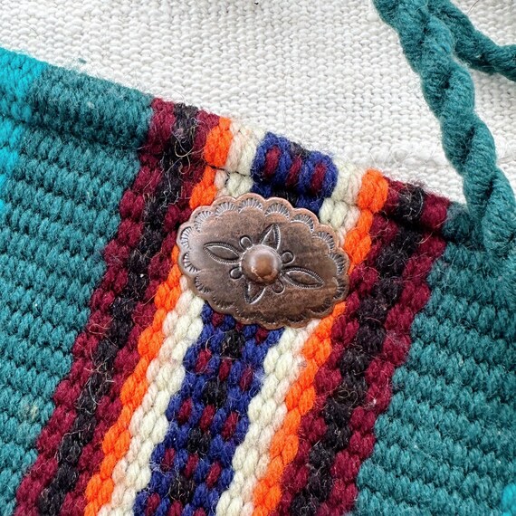 Vintage Native American teal wool and acrylic ble… - image 6