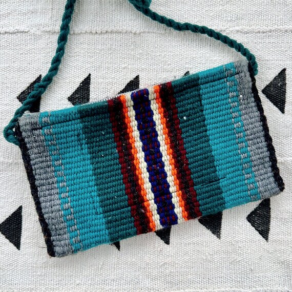 Vintage Native American teal wool and acrylic ble… - image 8