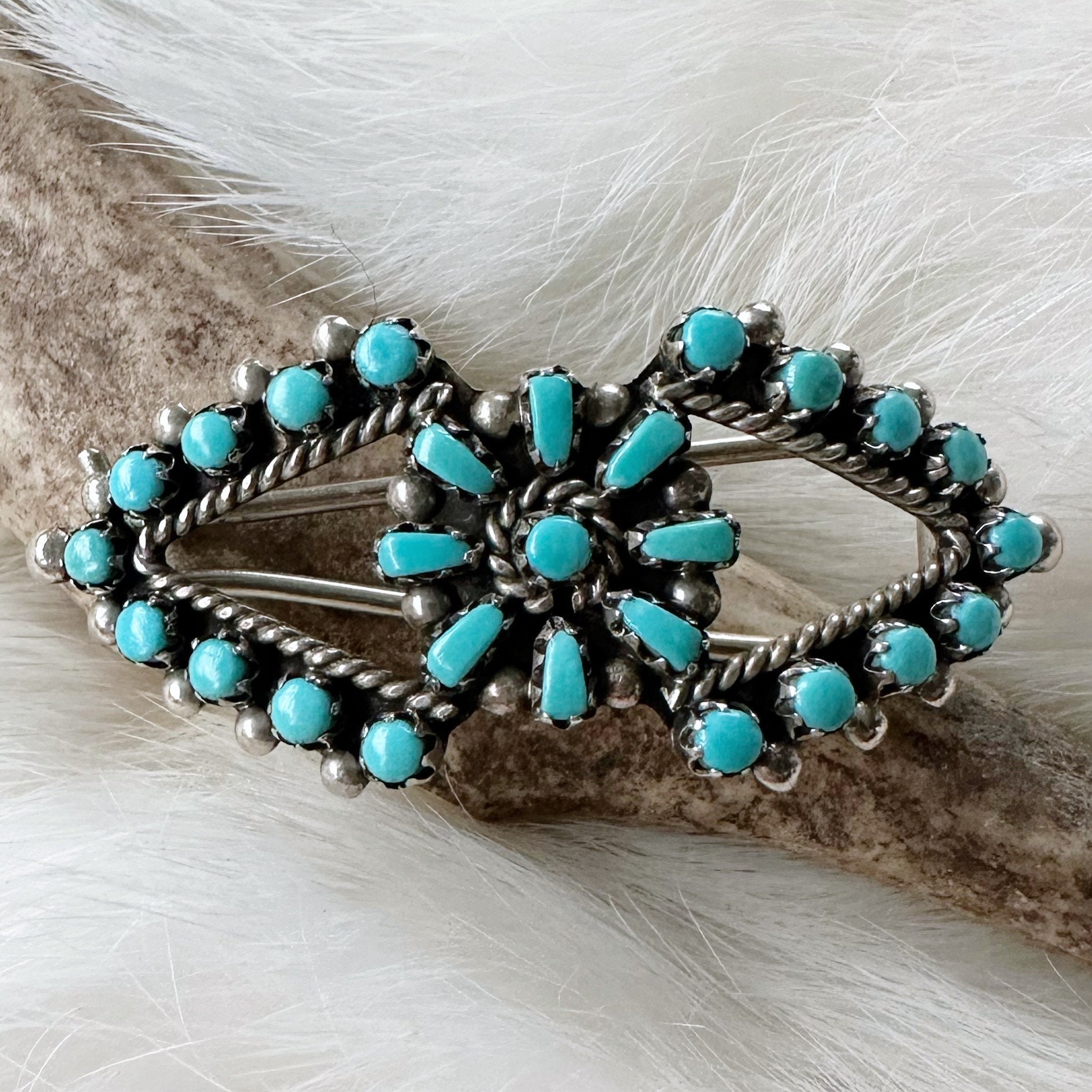 Native American Huge Museum Vintage Zuni Needlepoint Turquoise Sterling Silver Bracelet Native American Huge Museum Vintage Zuni Needlepoint Turquoise Sterling Silver Bracelet