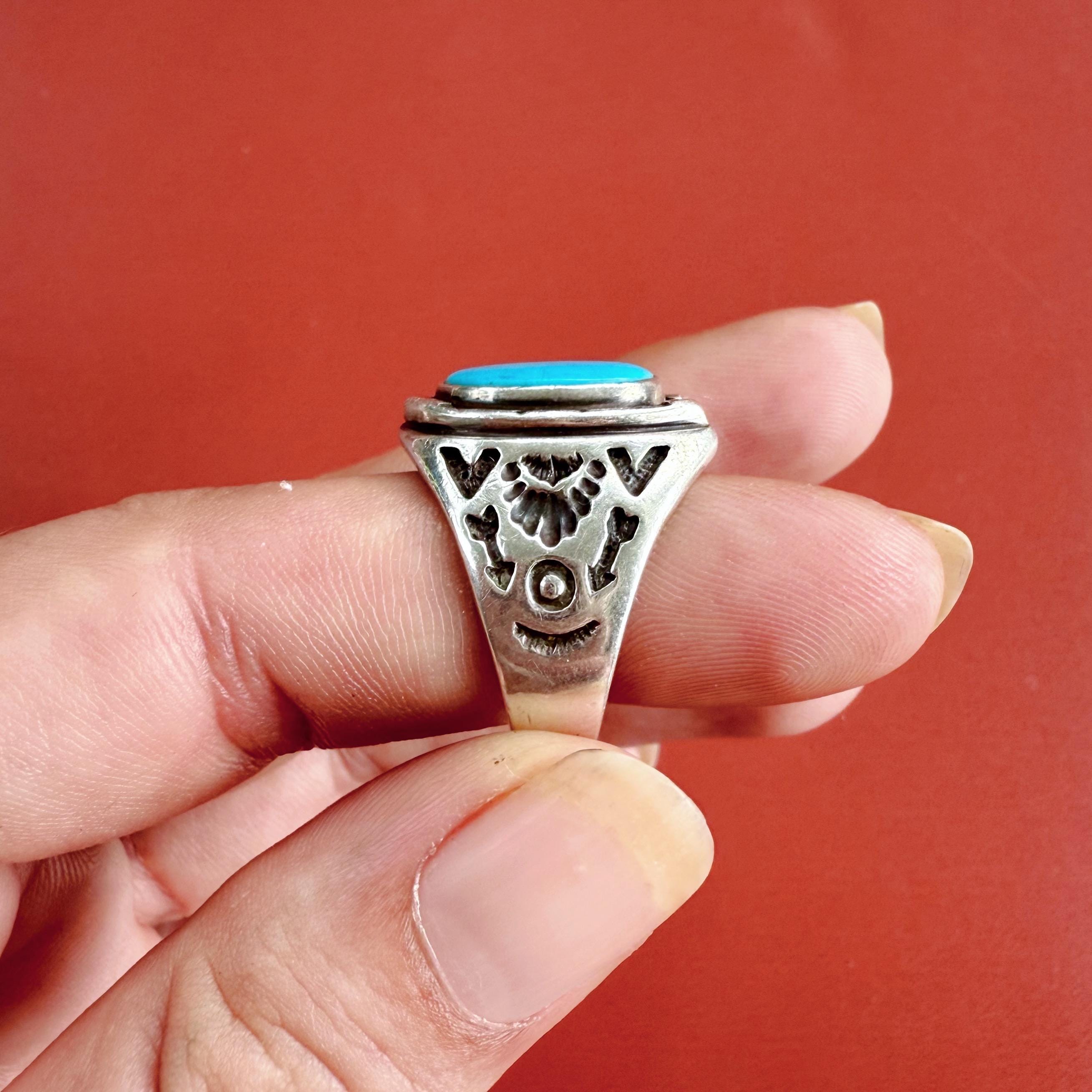 Size 9 1/4 >> Vintage Fred Harvey Style Sterling Silver and