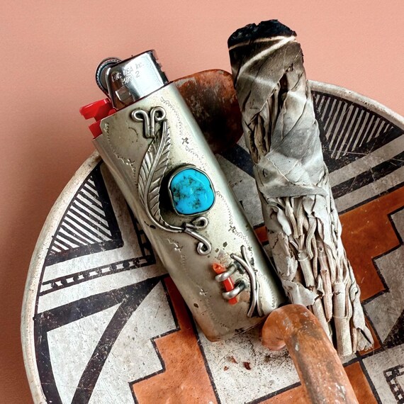 シルバー ターコイズ サンゴライターケース